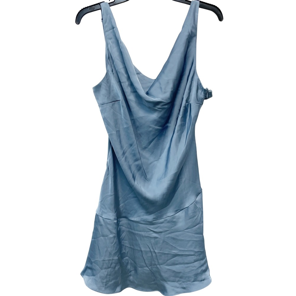 Wild Fable Women's Blue Satin Cowl Neck Mini Sleeveless Slip Dress Size XL - Picture 2 of 6